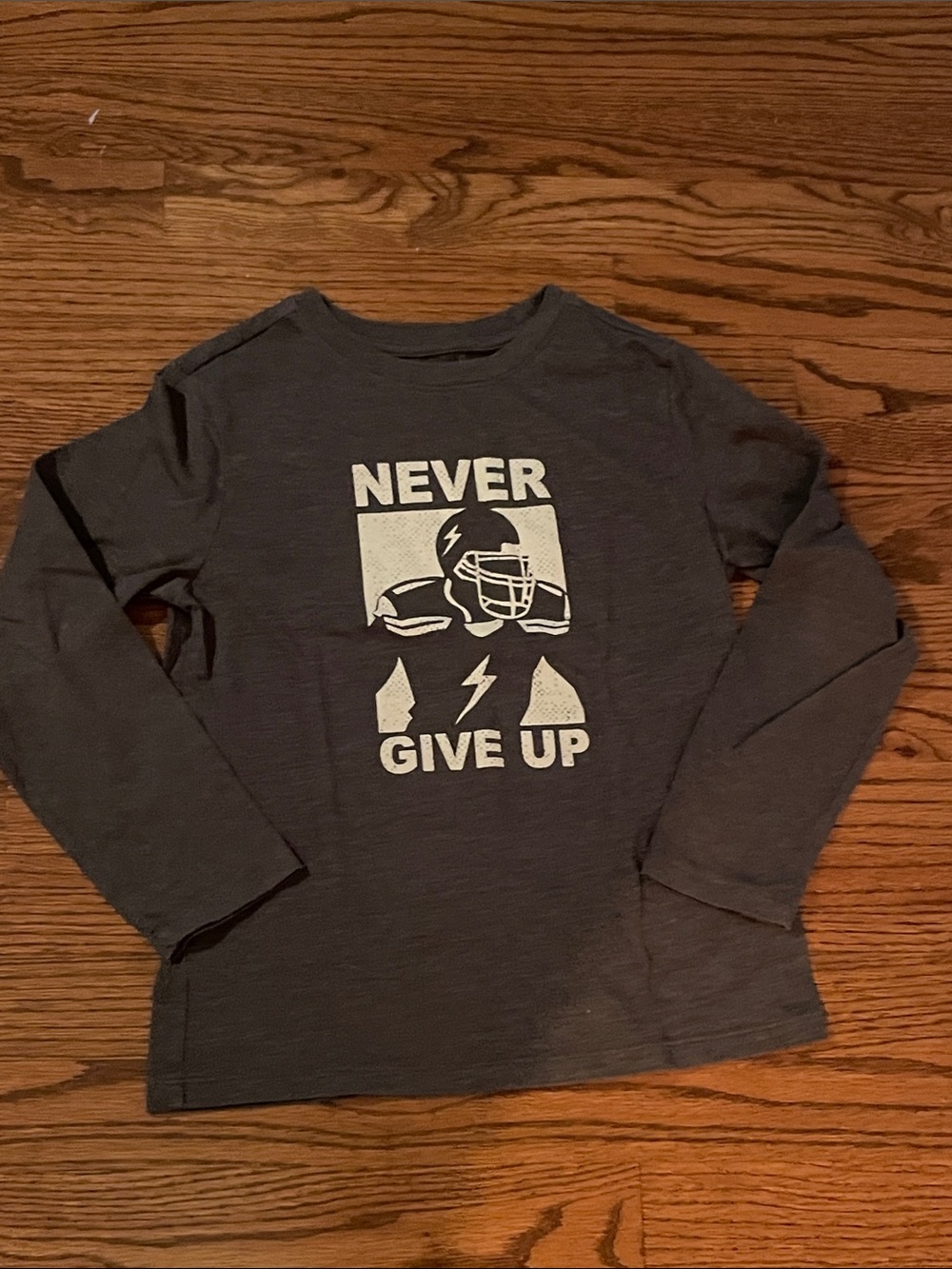 Cat & Jack Dark Gray Long Sleeve 'Never Give Up' Graphic Tee